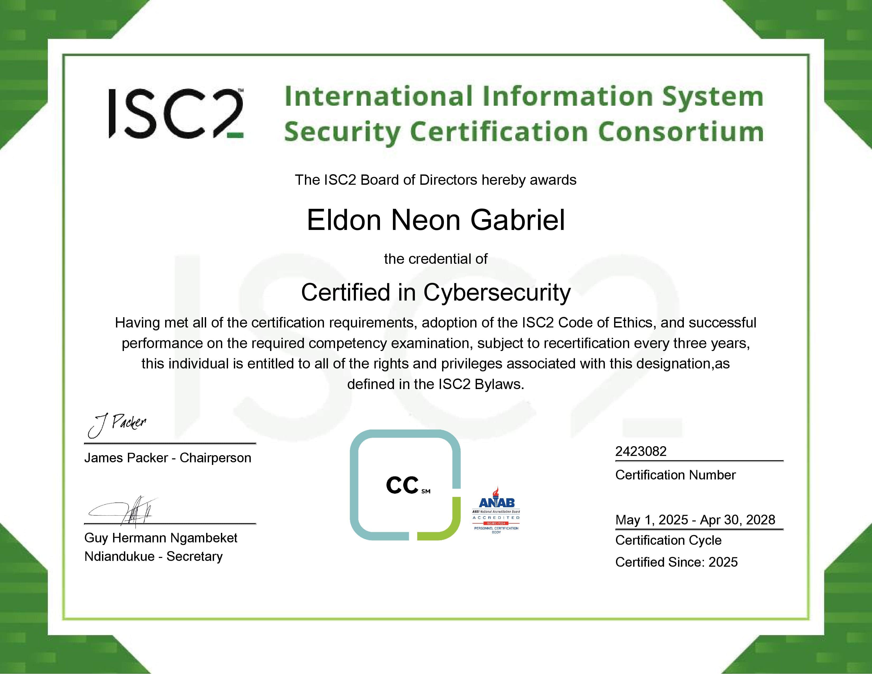 ISC² Certified in Cybersecurity (CC)