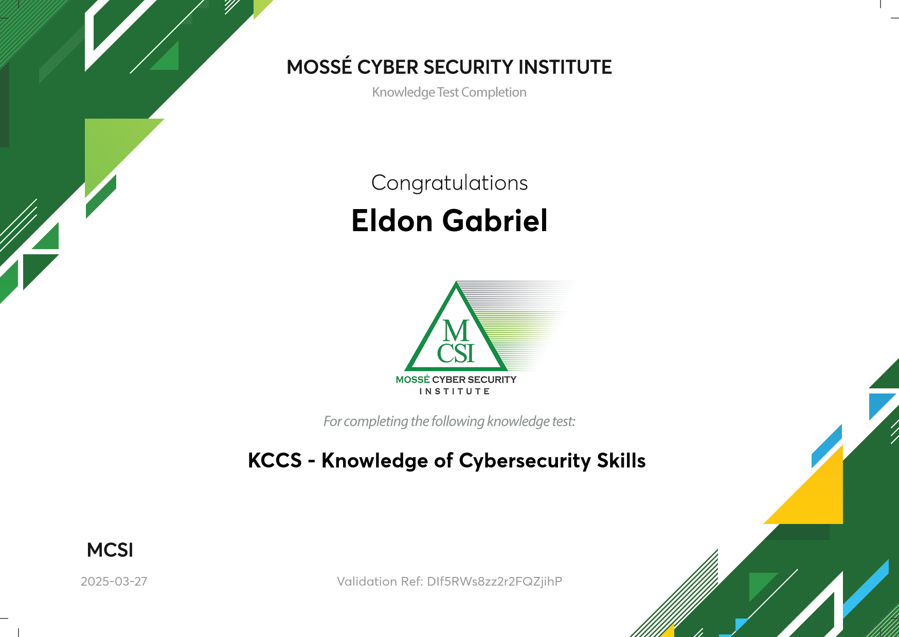 KCSS - Knowledge of Cybersecurity Skills