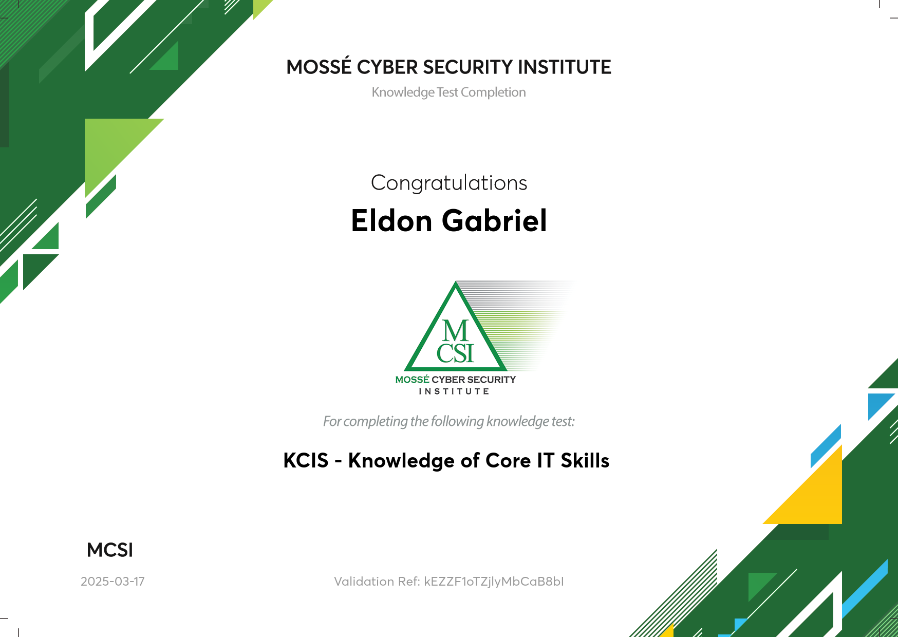 KCIS - Knowledge of Core IT Skills