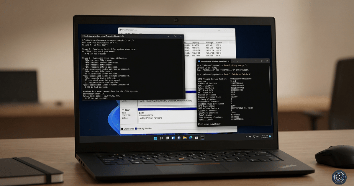 REPORT – Windows Disk Management with CHKDSK and FSUTIL – v1.0.0